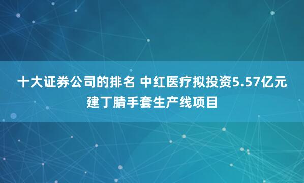 十大证券公司的排名 中红医疗拟投资5.57亿元建丁腈手套生产线项目